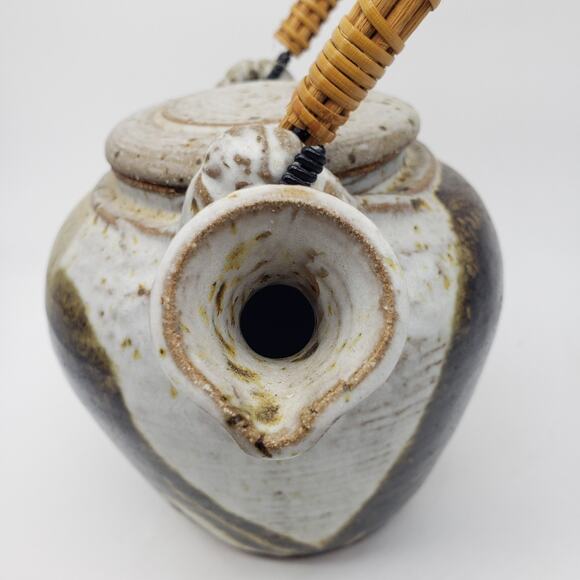 VTG Drip Glazed Stoneware Teapot Artist Signed. Elephant Trunk Down -Prosperity - Picture 7 of 14